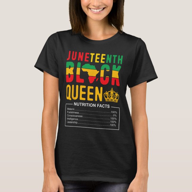 Camiseta Hechos nutricionales de las mujeres de la reina ne (Anverso)