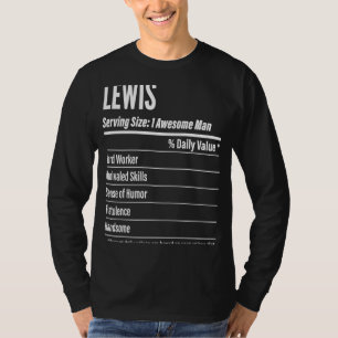 Camiseta Hechos nutricionales de Lewis que sirven calorías