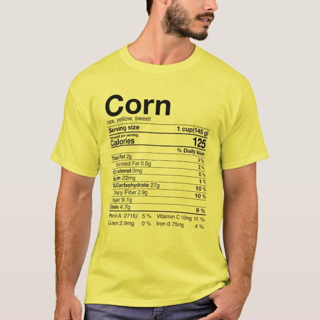 Camiseta Hechos Nutricionales De Maíz Regalos De Acción De  (Anverso)