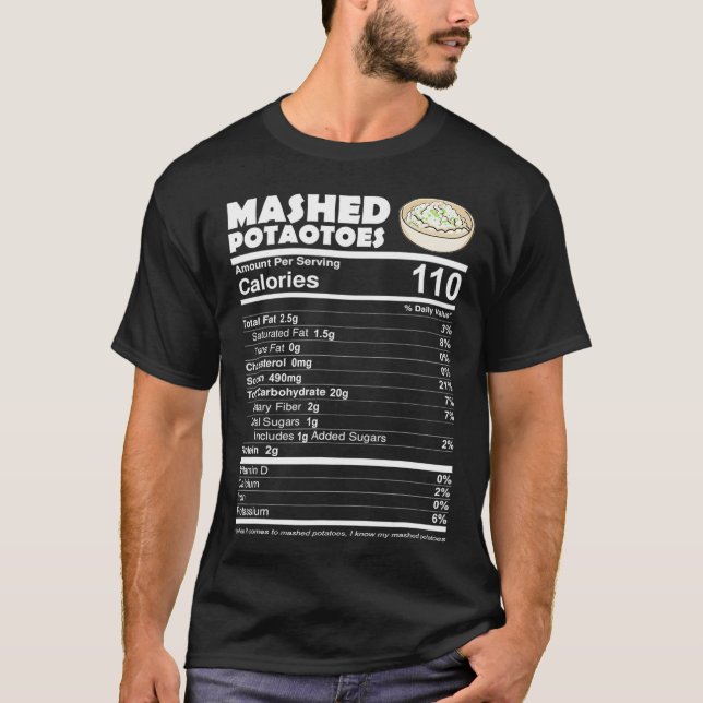 Camiseta Hechos nutricionales de papas machacadas Gracioso  (Anverso)