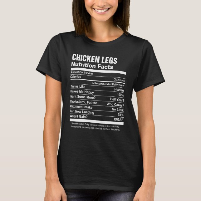 Camiseta Hechos nutricionales de patas de pollo (Anverso)