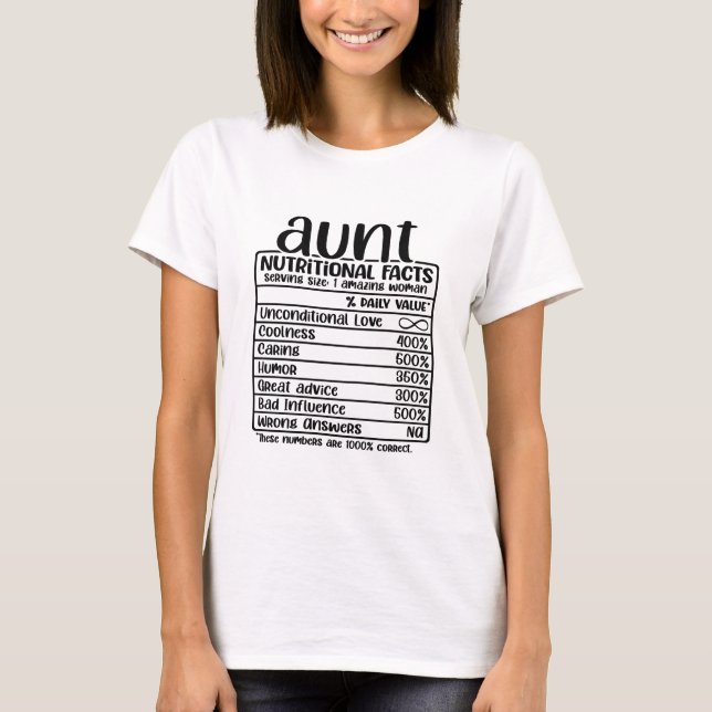 Camiseta Hechos nutricionales de tía (Anverso)