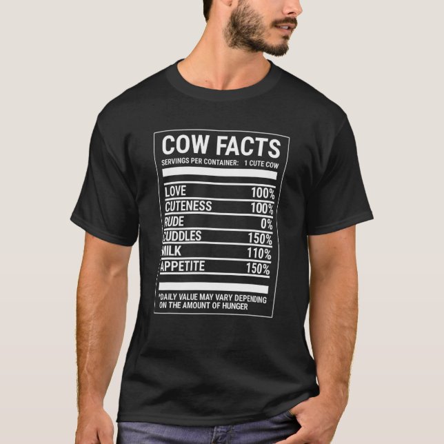 Camiseta Hechos Nutricionales de Vaca Granjero Vaca (Anverso)