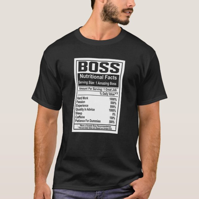 Camiseta Hechos Nutricionales Del Día Del Jefe Increíble Gr (Anverso)