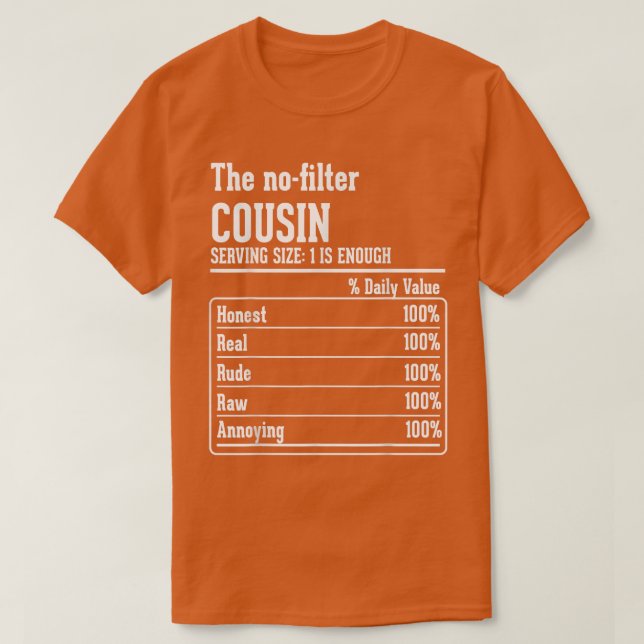 Camiseta Hechos nutricionales del equipo de primos El archi (Diseño del anverso)