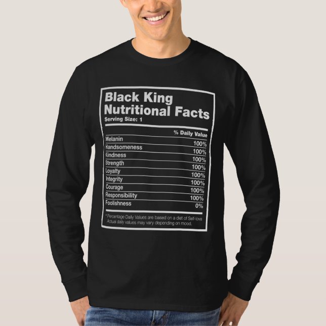 Camiseta Hechos Nutricionales del Rey Negro Mes de Historia (Anverso)
