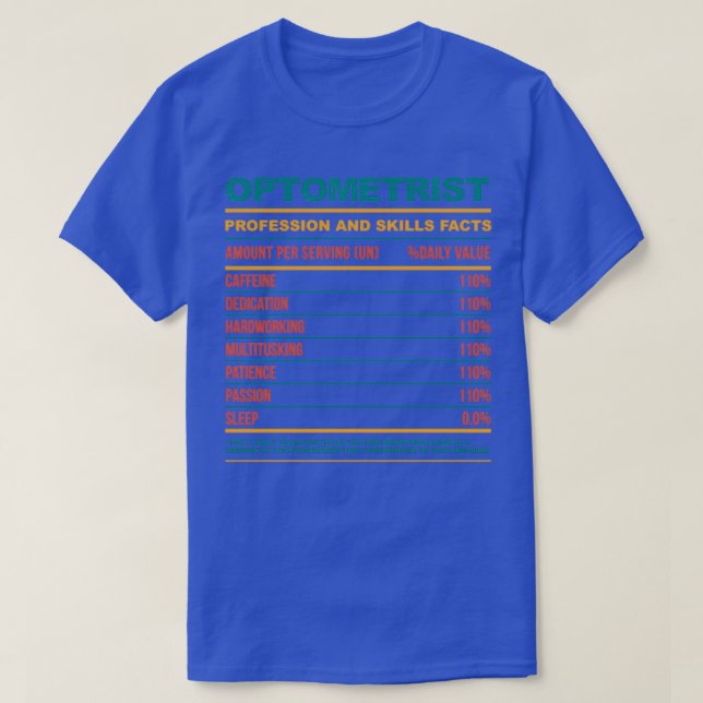 Camiseta Hechos nutricionales divertidos de Optometrist (Diseño del anverso)