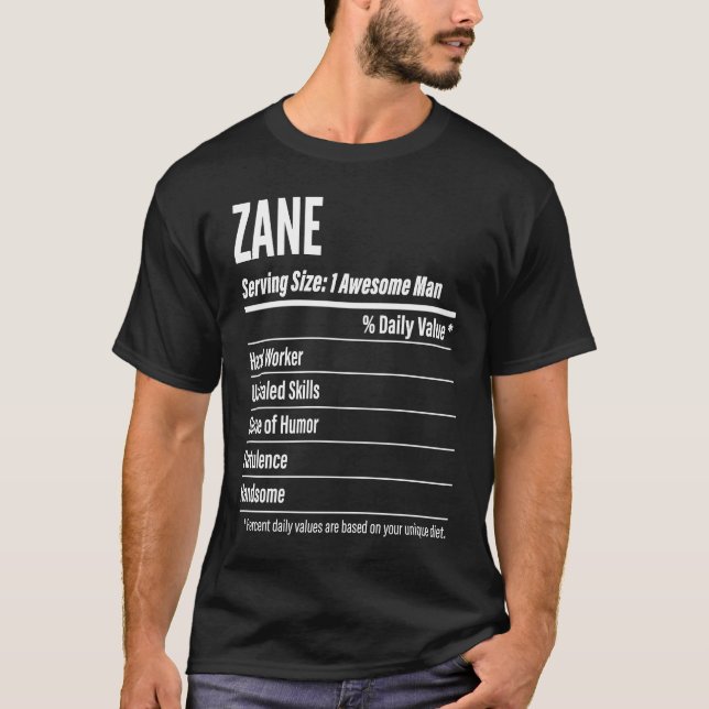 Camiseta Hechos Nutricionales Zane Que Sirven Calorías De T (Anverso)
