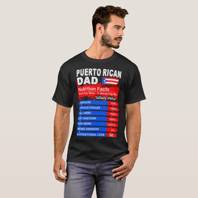Camiseta Hechos puertorriqueños de la nutrición del papá (Anverso completo)