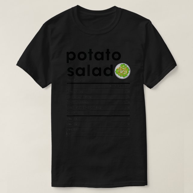 Camiseta Hechos sobre la nutrición de la ensalada de papa  (Diseño del anverso)