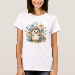 Camiseta Hedgehog acuarela en flores