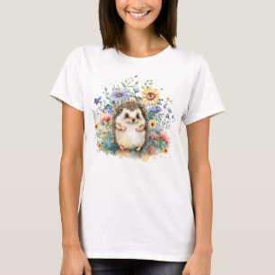 Camiseta Hedgehog acuarela en flores