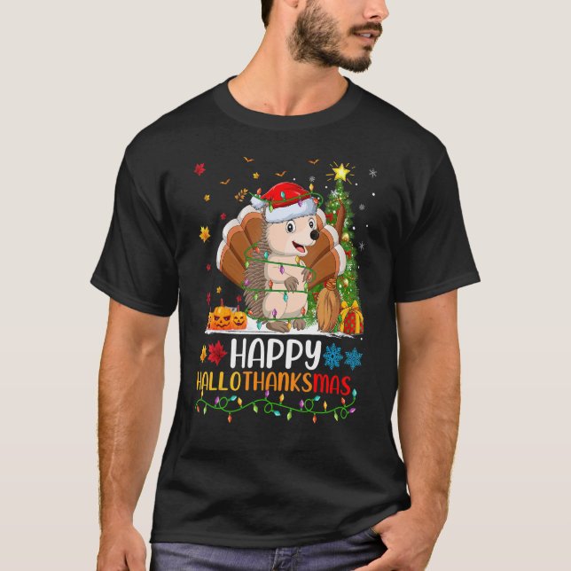 Camiseta Hedgehog Animal Happy Hedgehog Hellothanksmas (Anverso)