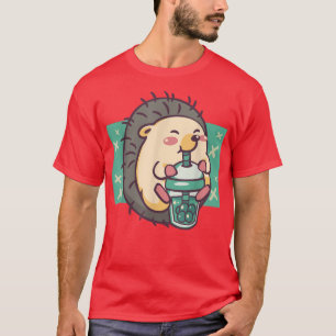 Camiseta Hedgehog Boba Tea Bubble Tea Anime Kawaii Divertid