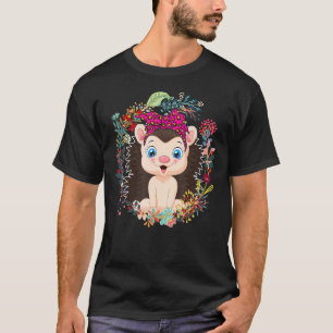 Camiseta Hedgehog Bow Tie Leopard Flowers Familia Happy Mot