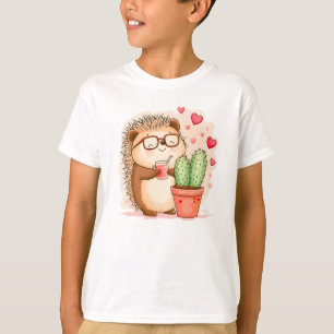 Camiseta Hedgehog Cactus Cheers Watercolor