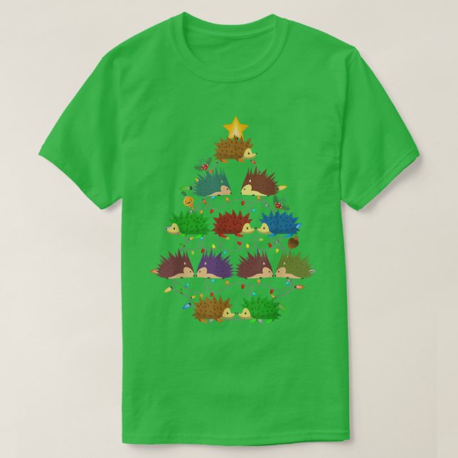 Camiseta Hedgehog Christmas Tree Lights Ornament Decor Gift (Diseño del anverso)