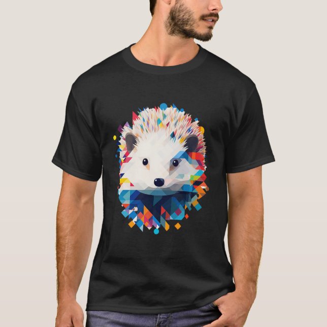 Camiseta Hedgehog Colorful Abstract Animal Polygon Art Hedg (Anverso)
