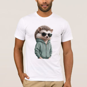 Camiseta Hedgehog Con Hoodie Funny Vector Animal Guay