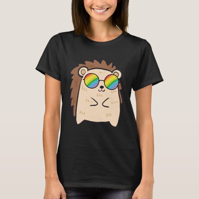 Camiseta Hedgehog con lentes de sol arcoiris Orgullo gay li (Anverso)