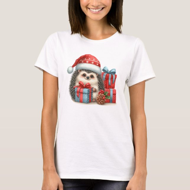 Camiseta Hedgehog con regalos de Navidad (Anverso)