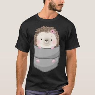Camiseta Hedgehog en Pocket Women Chica Cute Hedgehog Masco