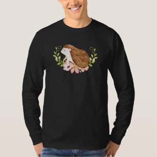 Camiseta Hedgehog Flower Bouquet Watercolor Art Mascota Hed