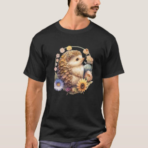 Camiseta Hedgehog Flower Vintage Animales silvestres Natura
