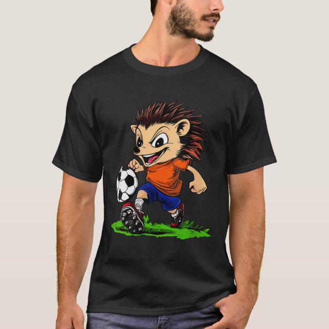 Camiseta Hedgehog Futbolista en V cuello femenino (Anverso)