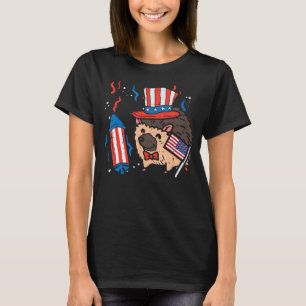 Camiseta Hedgehog Gorra De Bandera Estadounidense Cute 4 De