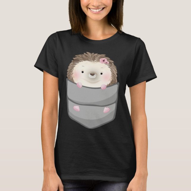 Camiseta Hedgehog in Pocket Women Girl Cute Hedgehog Pet He (Anverso)