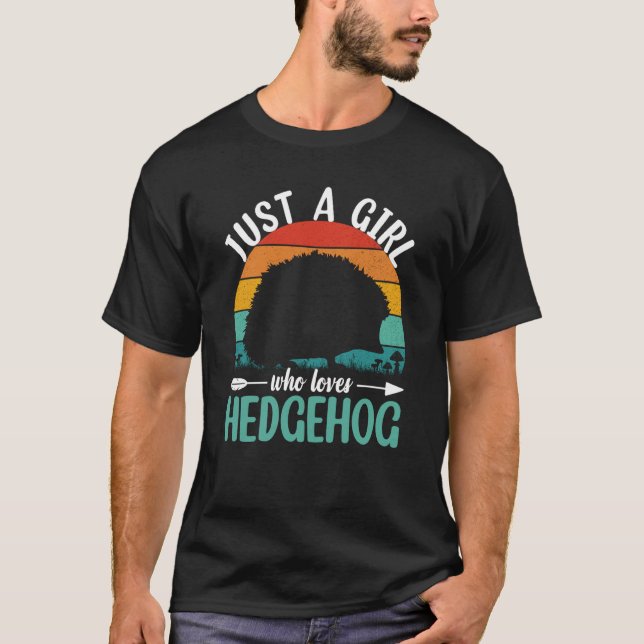 Camiseta Hedgehog Just A Girl Who Loves Hedgehogs Retro Vin (Anverso)