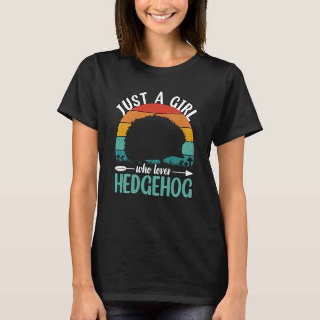 Camiseta Hedgehog Just A Girl Who Loves Hedgehogs Retro Vin (Anverso)