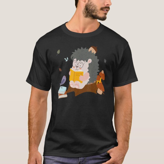 Camiseta Hedgehog Leer libro Leer libros Leer libros Librer (Anverso)