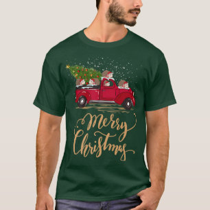 Camiseta Hedgehog Manejando Camión de Árbol de Navidad Hedg