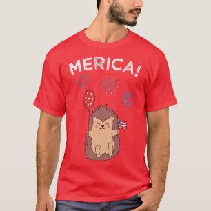 Camiseta Hedgehog patriótico Feliz 4 de julio de fuegos art