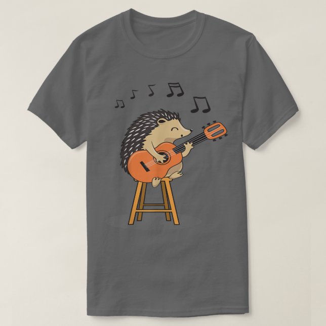 Camiseta Hedgehog Playing Acoustic Guitar Cute Player Hedge (Diseño del anverso)