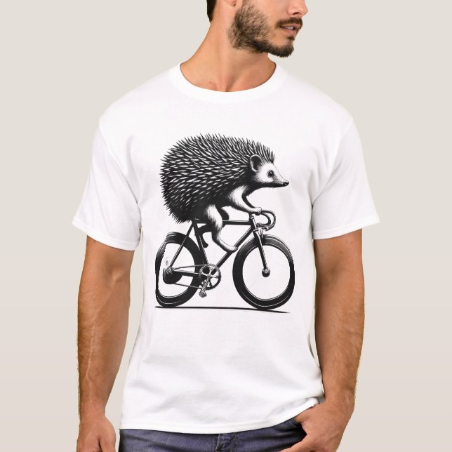 Camiseta Hedgehog Riding Bicicleta Biker Bicicleta Lover Bi (Anverso)