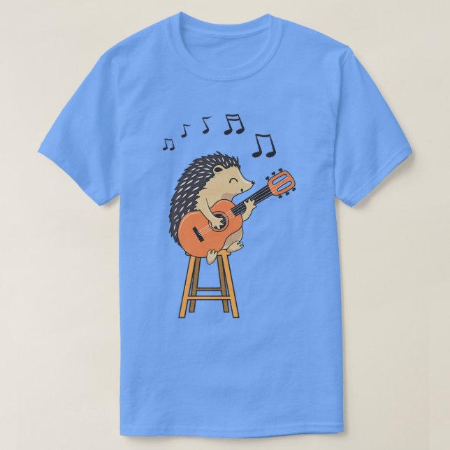 Camiseta Hedgehog Tocando Música Guitarista De Guitarra (Diseño del anverso)
