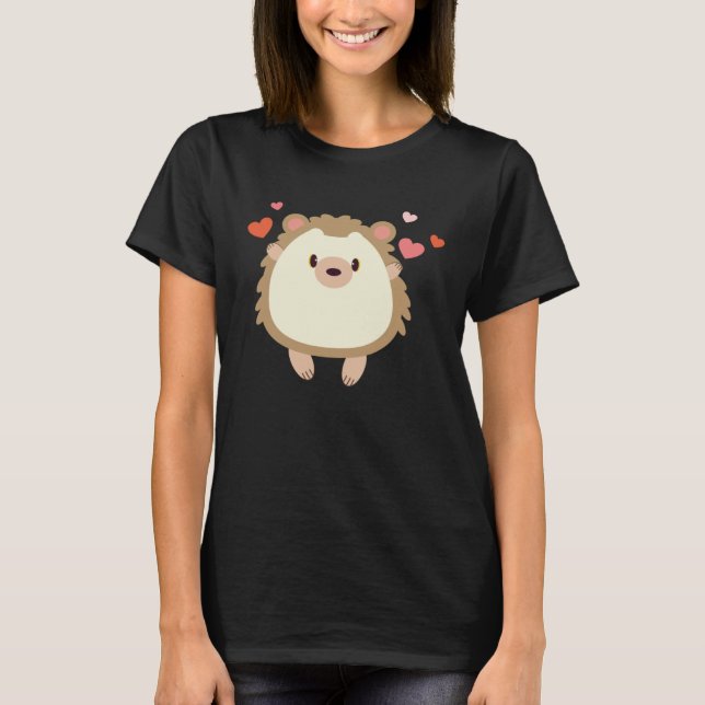 Camiseta Hedgehog Valentines Day Heart Animals (Anverso)