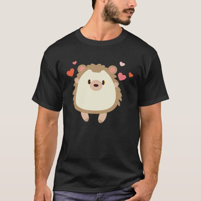 Camiseta Hedgehog Valentines Day Heart Animals (Anverso)