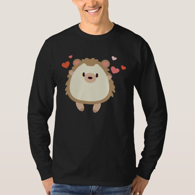 Camiseta Hedgehog Valentines Day Heart Animals (Anverso)