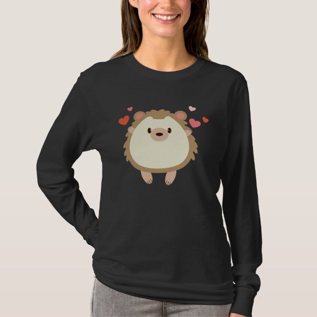 Camiseta Hedgehog Valentines Day Heart Animals (Anverso)