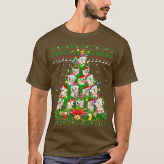 Camiseta Hedgehog Xmas árbol de iluminación Santa Hedgehog 