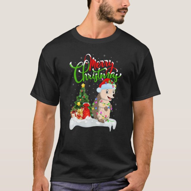 Camiseta Hedgehog  Xmas Decorations Santa Hedgehog Christma (Anverso)