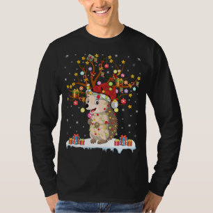 Camiseta Hedgehog Xmas Lighting Tree Santa Hedgehog Christm