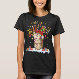 Camiseta Hedgehog Xmas Lighting Tree Santa Hedgehog Christm