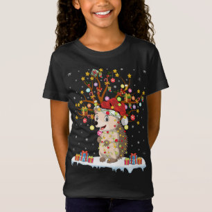 Camiseta Hedgehog Xmas Lighting Tree Santa Hedgehog Christm