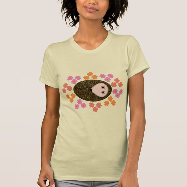 Camiseta Hedgehog y flores somnolientas (Anverso)