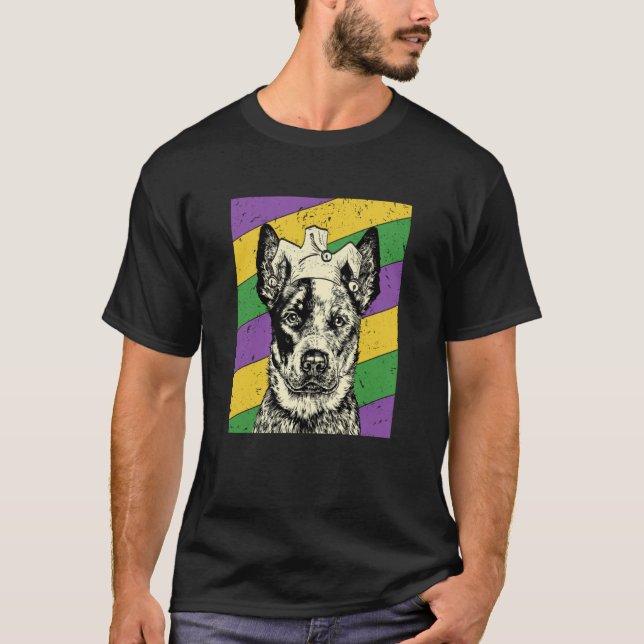Camiseta Heeler Jester Mardi Gras Dog Mom or Dad (Anverso)